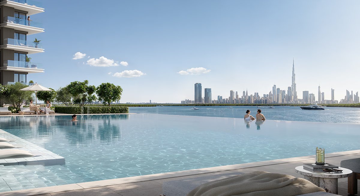 Emaar Valia infinity pool Dubai Creek Harbour