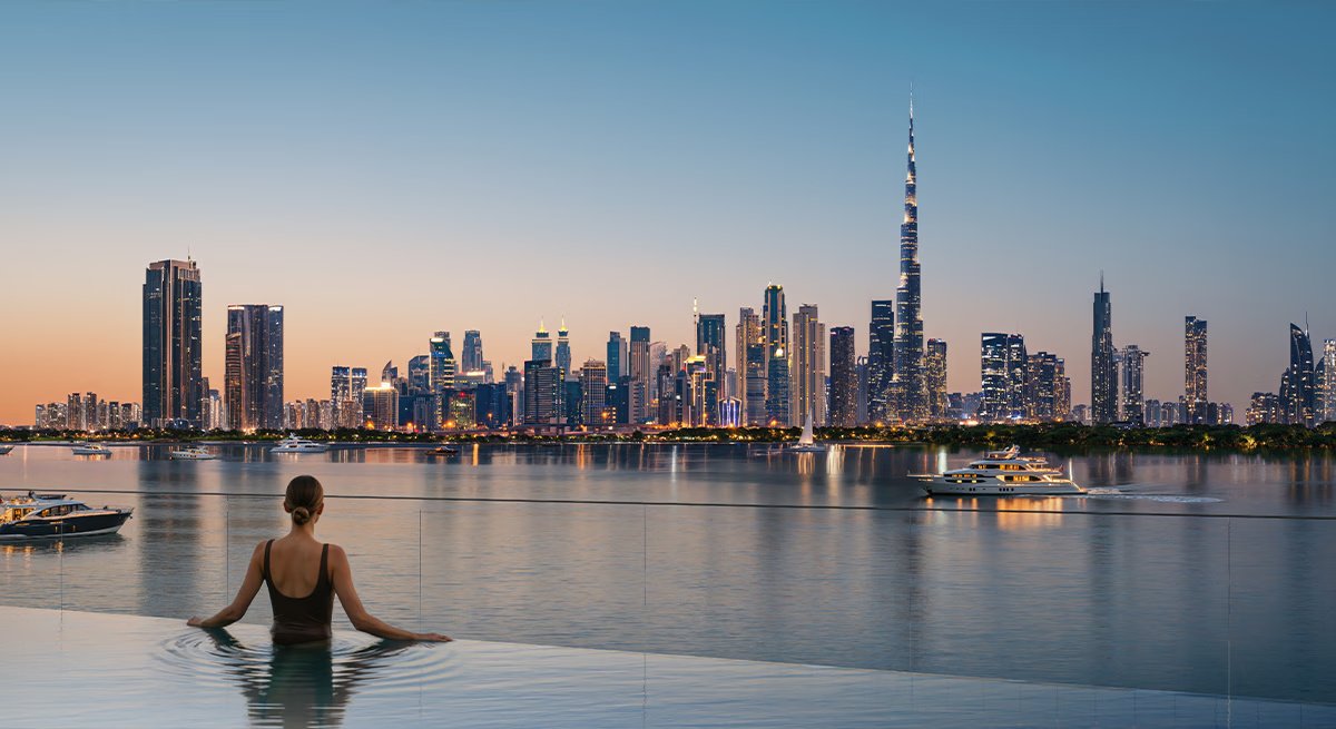 Dubai Creek Harbour waterfront promenade and marina