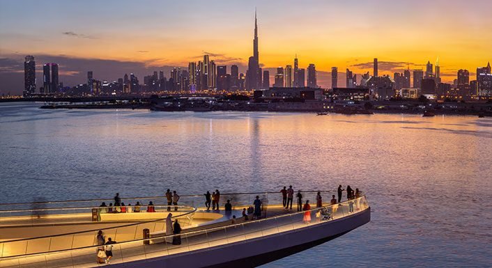 Dubai Creek Harbour master community waterfront aerial view